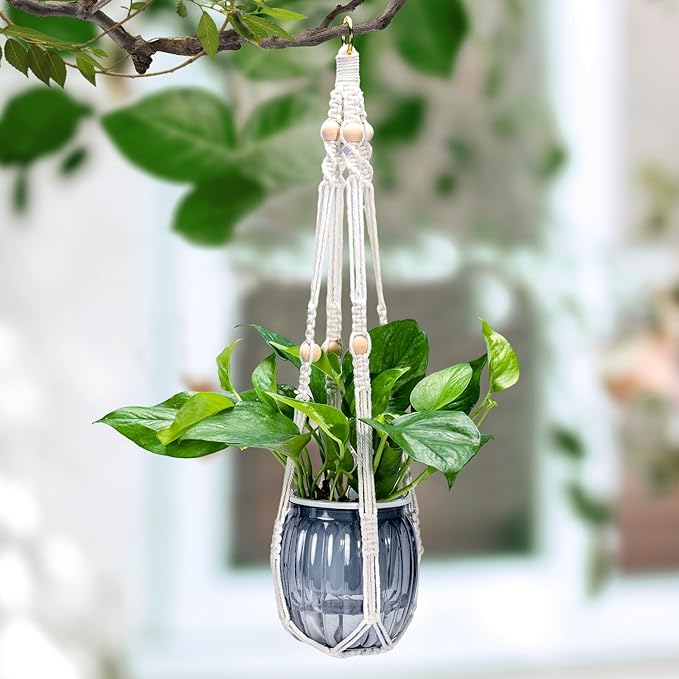 Small Hanging Planters Self Watering 5 Inch, 3 Set Hanging Plant Pot for Indoor Outdoor Plants, Hanging Flower Pots with Drainage Hole & 2 Kinds of Plant Hangers for Garden Home Decor