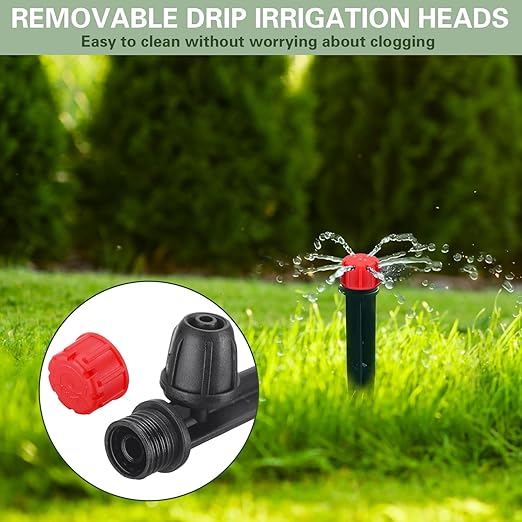 80 Pcs Drip Irrigation Emitters with Adjustable 360 Degree Water Flow Drippers for 1/4 Drip Tubing Sprayer on 5.5 Arrow Stake for Garden Irrigation System(Red, Black,Eight Hole Nozzle)