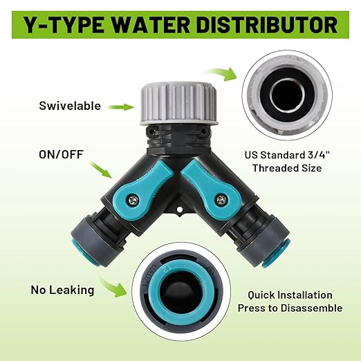 Garden Drip Irrigation Kit, 100ft Black Hose, 360° Adjustable Universal Nozzle, Patio Mist Plant Watering Sprinkler, Comes with Faucet Separator, Sprinkler Hose Adapter (Closeable nozzle-20)