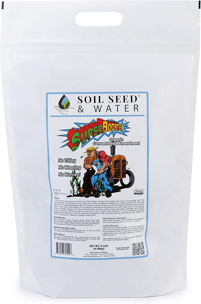 Soil Seed & Water SuperBooster Concentrated Organic Soil Amendment Fertilizer - Macronutrients, Micronutrients, Structural Component and Minerals - OMRI Listed