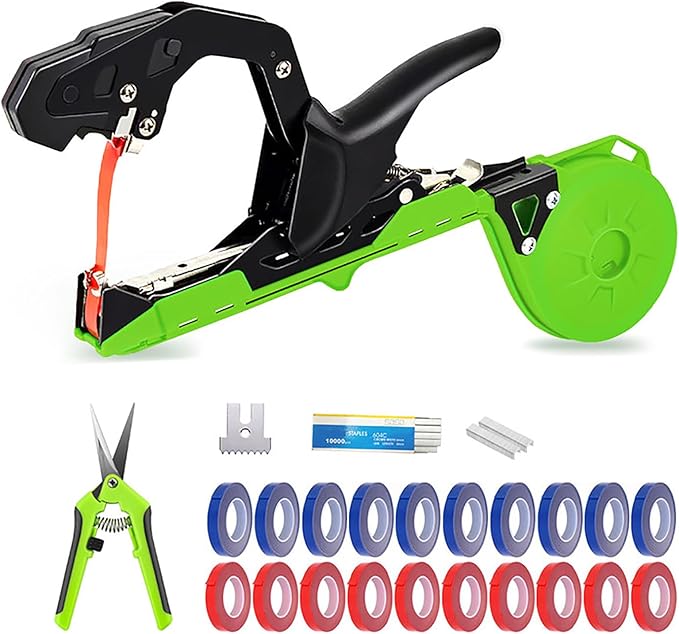 Plant Tying Machine, Ultra-light Plant Tape Gun Tool to Tie Up Vine Quickly, Second Generation Garden Plant Tie Machine, Suitable for Outdoor Tomatoes Vegetable and Fruit with Shears, Tapes and Staple