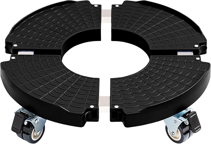 Idzo Heavy Duty Trolley Planter Caddy with Wheels 440lbs Capacity, Plant Pots Indoor and Out Door, Adjustable 15-21 in, Black