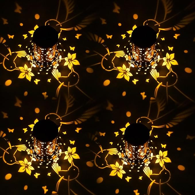 Mothers Day Gifts, Solar Lanterns Outdoor Hanging, Hummingbird Hollowed-Out Metal Waterproof LED Garden Decor Light for Patio Yard Pathway Lawn Front Porch, Birthday Gifts for Women Mom Grandma