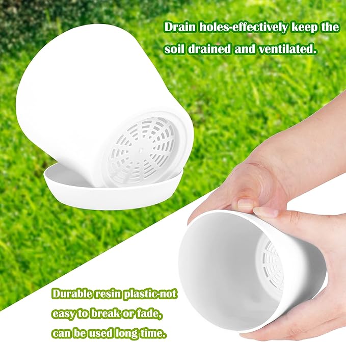 36 Pack Plants Nursery Pots 4 Inches Plastic Flower Plant Pots Thickened Seedlings Nursery Pots with Tray White Flower Pots Gardening Plant Containers for Outdoor Indoor