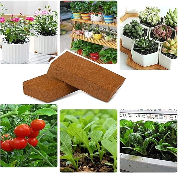 Coco Coir Brick for Plants-5 Pack Premium 100% Organic Peat Moss Mix with Low EC & pH Balance,Plant Soil Enhance Root (5 Pack)