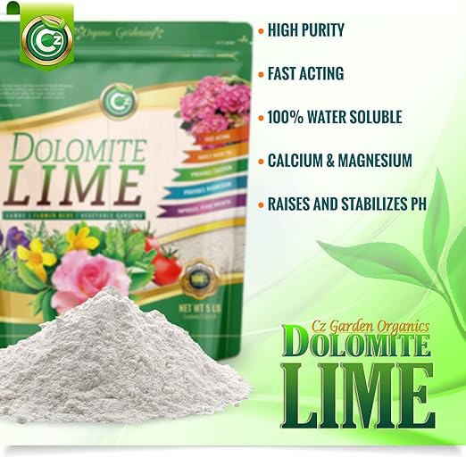 Organic Dolomite Lime 10LB - Made in USA - Garden Soil Amendment Fertilizer for Plants. Calcium/Magnesium Additive. Raise & Stabilize pH - Earthbox Tomatoes & Peppers Blossom End Rot. OMRI Listed