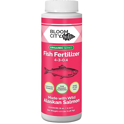 Bloom City Organic Wild Fish Fertilizer and Plant Supplement, Great for Roots and Soil, Made from Sustainable Salmon, 1/2 Pint (8 oz)