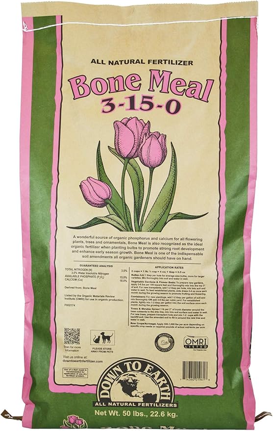 Down to Earth Organic Bone Meal Fertilizer 3-15-0, 50 lb
