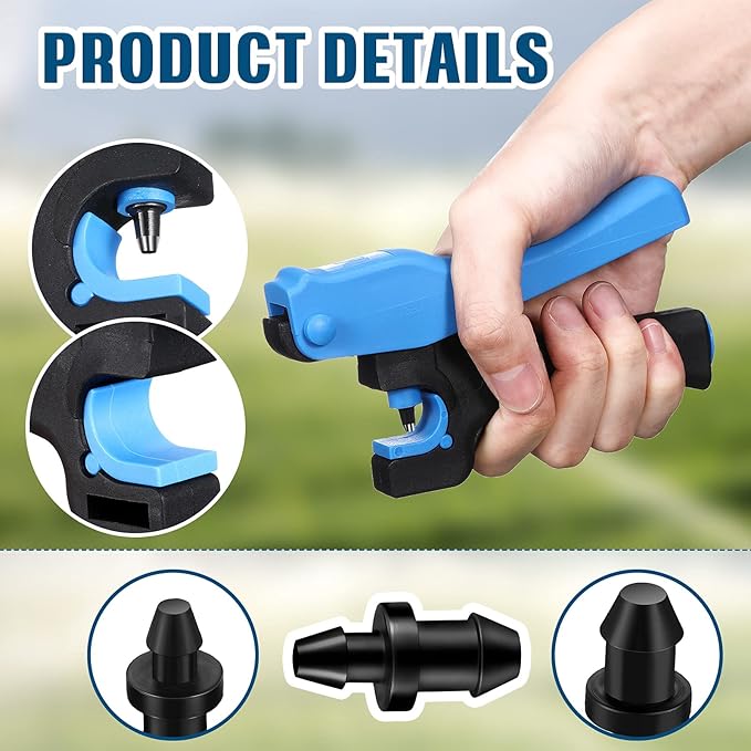 1 Pcs Drip Irrigation Tubing Hole Punch Tool for Easier 1/4 Inch Fitting Emitter Insertion and 50 Drip Irrigation Plugs Goof Plugs for Hose or Tubing End Caps Puncture to Insert Fittings (Fresh Style)