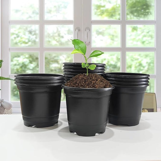 10CM Black Seedling Pots 4 inch Thick Nursery Pots 50 Pcs, Soft and Sturdy Seeds Starter Pots(50Pack，Black)