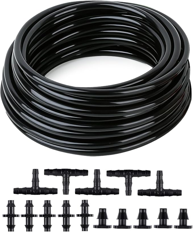1/4 Inch Drip Irrigation Tubing: 50ft Blank Distribution Tubing Kit With 1/4" Fittings - Drip Hose for Drip System Users