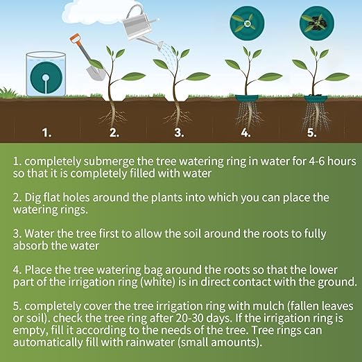 2 PCS Tree Watering Ring - 21 inch Tree Watering Bag. Basic Water Saving Slow Release Root Water System for Tree Drip Irrigation, Slow Release for up to 30 Days.