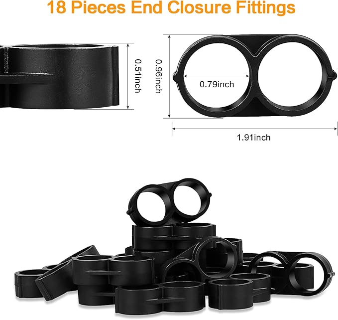Drip Irrigation Fittings for 1/2" Tubing, 18 Pieces Drip End Plug Fittings End Cap Connectors for 1/2 Inch Irrigation Tube, Drip Line End Closure for Drip and Sprinkler Systems