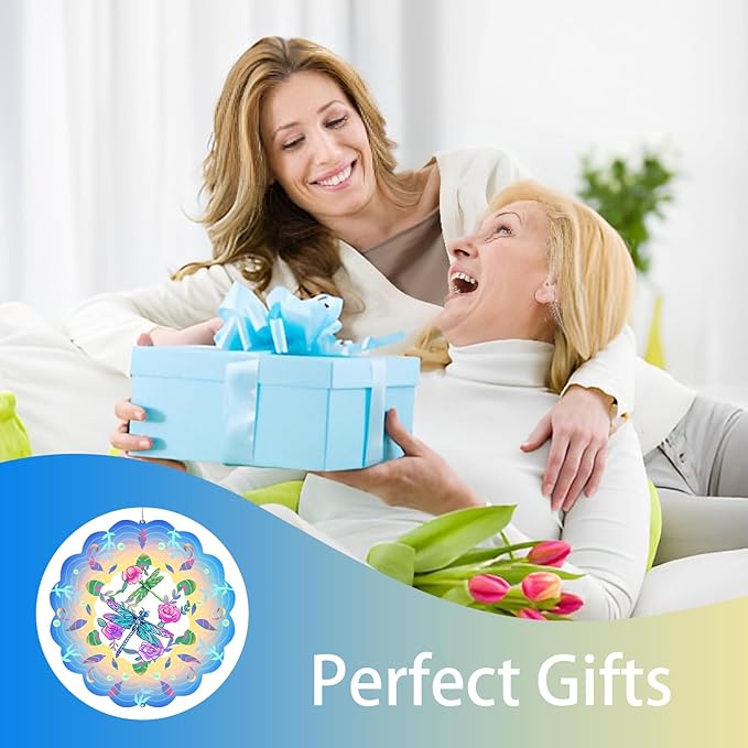 Dragonfly Wind Spinners Metal Dragonfly Gifts for Women Mom Grandma,12inch Hanging Wind Spinner for Outdoor&Indoor Decor Wind Kinetic Ornament for Yard Garden Decoration