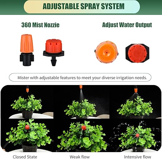 300Pcs Drip Irrigation Fittings Kit for 1/4" Tubing, Drip Line Connectors for Drip Systems- Drip Emitters, Nozzles, Nozzle Tees, Single barbs, 4-Way Connectors, End Plugs, Elbows, Tees, Couplings