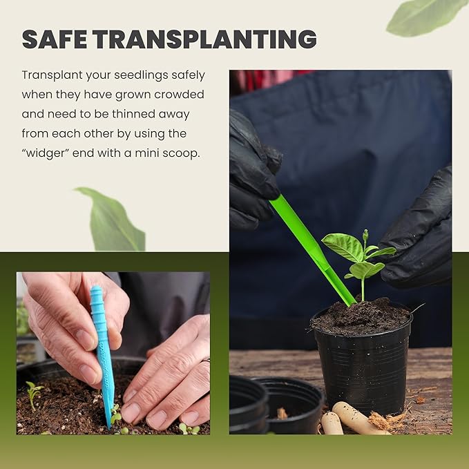 Dibby Seed Sowing Garden Tool Dibber Planter Transplanter – Sow Seeds at The Right Depth – Easily Transplant Delicate Seedlings (Little Dibby & Dibby XL) Blue