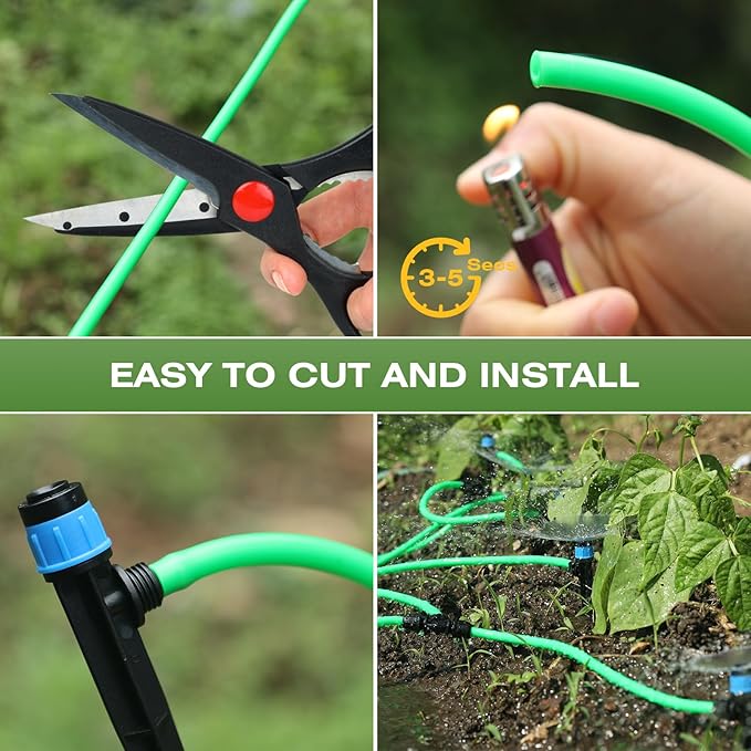 Drip Irrigation Hose 75FT 1/4 inch Green Blank Distribution Hose Perfect for DIY Garden Irrigation Tubing System, Hydroponics, Misting Tubing