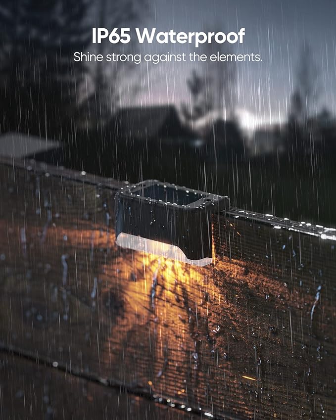 JACKYLED Solar Fence Lights 16 Pack Outdoor Solar Deck Light IP65 Waterproof Solar Step Lights Outdoor Lighting for Garden Deck Fence Railing Stair Patio Yard Pathway, Brown