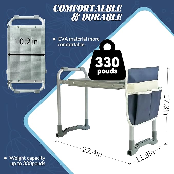 Garden Kneeler and Seat,2-in-1 Foldable Kneeling Pad and Stool with Thicken & Widen Soft Kneeling Pad,Wear-Resistant Prevent Knee and Back Pain reat, Gardening Gifts for Women and Men (A)