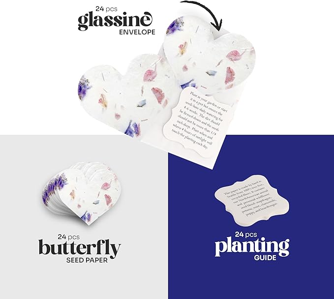Set of 24 Mixed Heart – Plantable Seed Paper for Weddings, Gifts, and Life Events