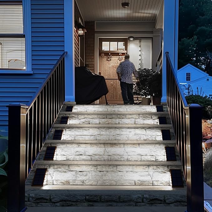 Solar Step Lights for Outside,24pack Solar Stair Lights Outdoor Waterproof IP67,Outdoor Deck Step Lights,Solar Outdoor Lights for Staircase,Patio,Front Step(Cool White)…