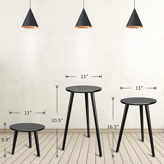 Indoor Plant Stand - Uneedem Wood Mid Century Plant Stand for Indoor Plants, Modern Plant Table, 8.9" Tall Plant Holder for Flower Pots, Small Round Side Table, End Table