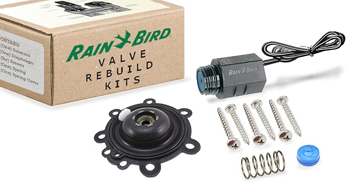 Contractor Rain Bird 100-DV Series Valve Rebuild Kit w/Diaphragm Repair Kit & Replacement Solenoid black AAA_SDK_1