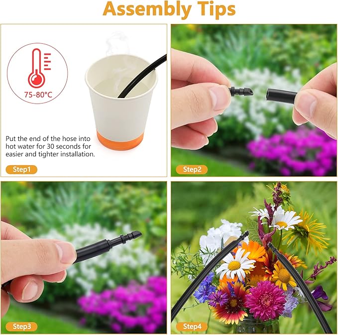 50 Pcs Drip Irrigation Coupling Fittings, 1/4'' Drip Irrigation Tubing, Straight Coupling/Single Barbed Connectors for Universal 1/4 Inch Irrigation Tubing