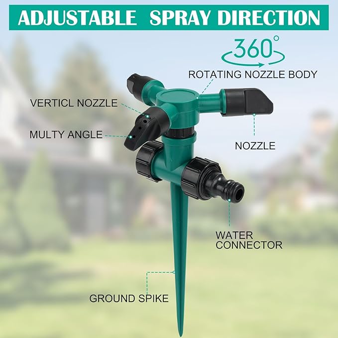 2 Pack Sprinklers for Yard, 360Rotating Lawn Sprinkler, Sprinklers for Yard Large Area, Lawn Sprinklers, Powerful and Even Watering for Lawns, Gardens and Kids