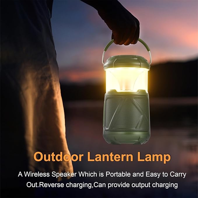 Outdoor Lantern Portable Bluetooth Speaker: IPX6 Waterproof Wireless Speaker with LED Light for Camping Patio Yard Party Hiking Gift for Men Women Father