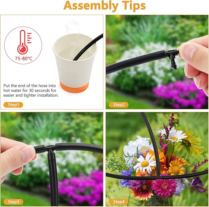 50 Pieces Drip Irrigation Fittings, 1/4 Inch Barbed Tee Fittings, Barbed Connectors for 1/4 Inch Irrigation Tubing for Drip Sprinkler Garden Lawn System