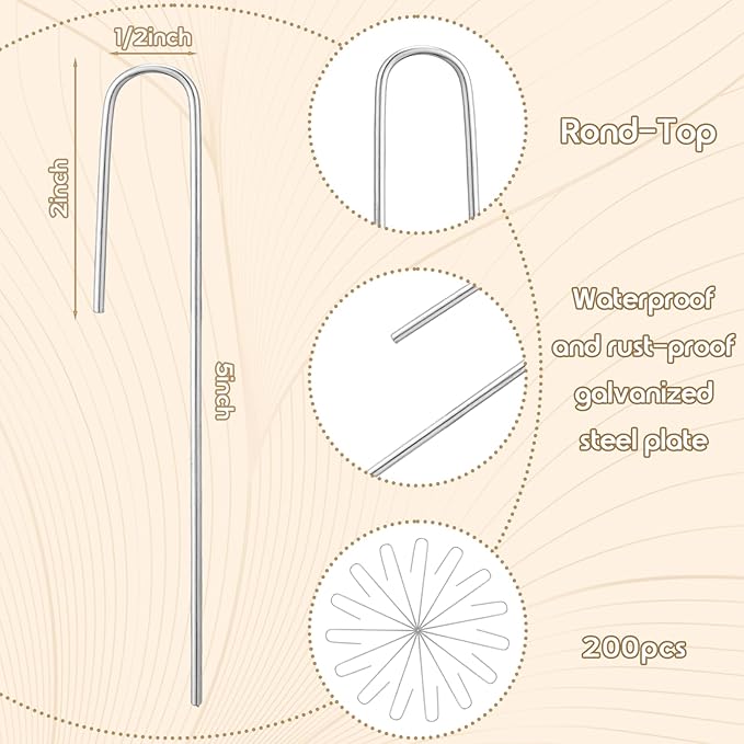 110/200pcs Irrigation Drip Tubing Landscape Staples J Shape Lawn Stakes 5 inch Length Drip Anchors Landscape Pins for Drip Tubing (110)