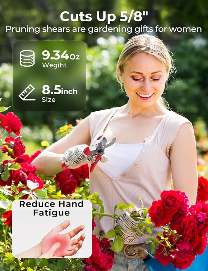 SOLOTODO 8.5" SK5 Bypass Pruning Shears for Gardening Shears, Dual-edge Sharpening Garden Shears Clippers Pruners Scissor, Professional Pruner for Gardening, Garden Tools Gardening Gifts for Women Men