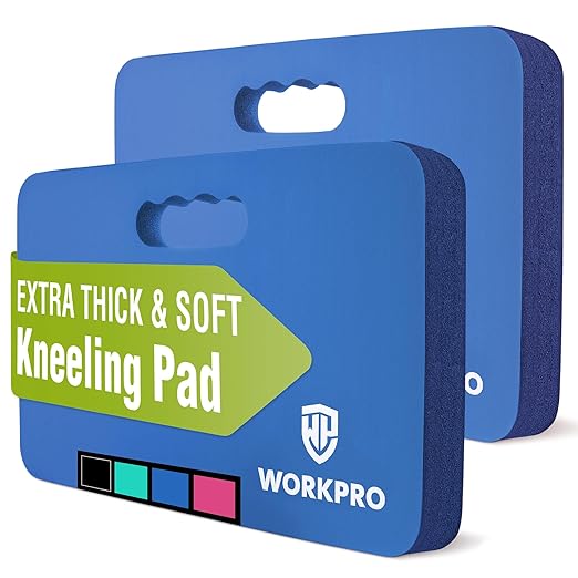 WORKPRO Extra Thick Kneeling Pad, 2-Pack, Soft Foam Cushioning for Knee, Large Foam Kneeler Mat for Gardening, Bathing Baby, Workout Supplies, 17.5 x 11 x 1.5 in, Blue