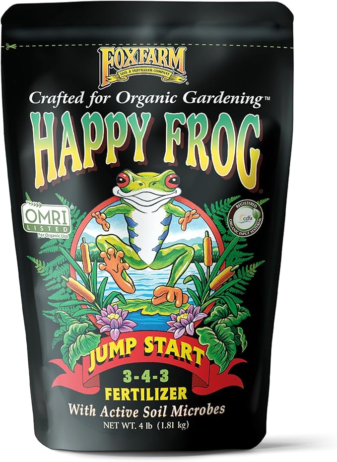 FoxFarm Happy Frog Jump Start Fertilizer, Seedling Fertilizer for Essential Nutrients of Container Plants - Supports Strong Organic Growth with Phosphorus and Calcium, NPK 3-4-3 (4 lb)