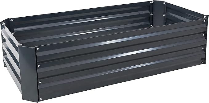 Sunnydaze 11.75" H Raised Metal Garden Bed - Galvanized Raised Garden Bed Outdoor for Vegetables and Flowers - Dark Gray - 4' x 2' Rectangle