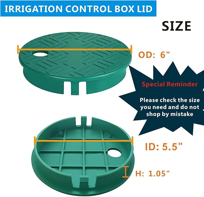 ID 5.5 "OD 6" Sprinkler Valve Cover Green Sprinkler Cover Irrigation Valve Box Cover 6 Inch Suitable for Greenhouse Cover for Sprinkler Valve Grass Sprinkler Box Cover Irrigation Box Lid