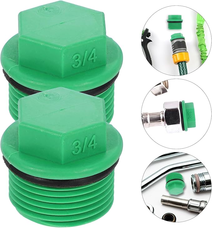 Baluue 10pcs Garden Hose Plugs and Caps, 3/4" Plastic Tubing Stoppers, Green Ppr Material, Prevents Leakage, Ideal for Garden Irrigation and Water Supply