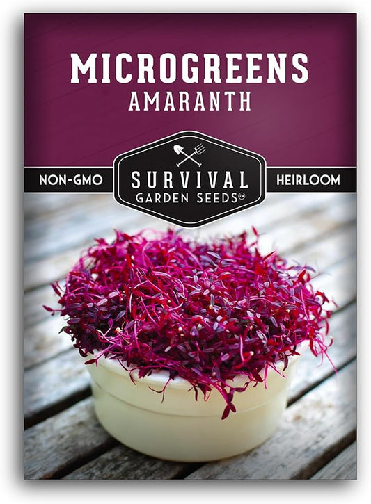 1 Pack Amaranth Microgreens Seeds for Planting and Growing - Plant Green Leafy Micro Vegetable Plants Indoors - Grow A Mini Windowsill Garden - Non-GMO Heirloom - Survival Garden Seeds