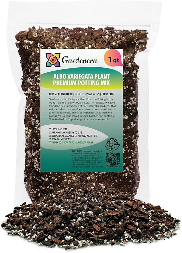 Albo Variegata Soil Mix - Premium Blend for Thriving Foliage and Root Development - 1 Quart