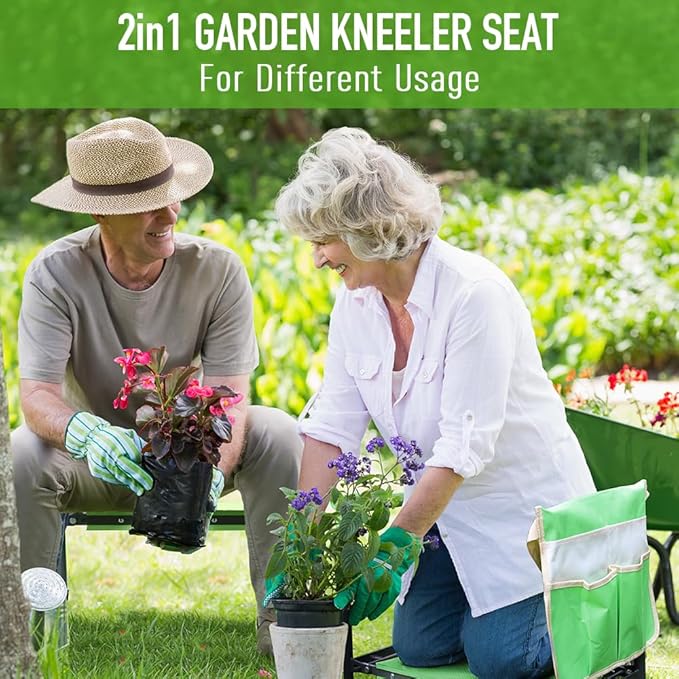 Garden Kneeler and Seat Heavy Duty with 10.2” Wider Soft Pad, Kneeler and Stool for Gardening with Extra Hand Pruner, Sturdy Garden Kneeling Bench Help Stand, Gift for Women Senior, Green
