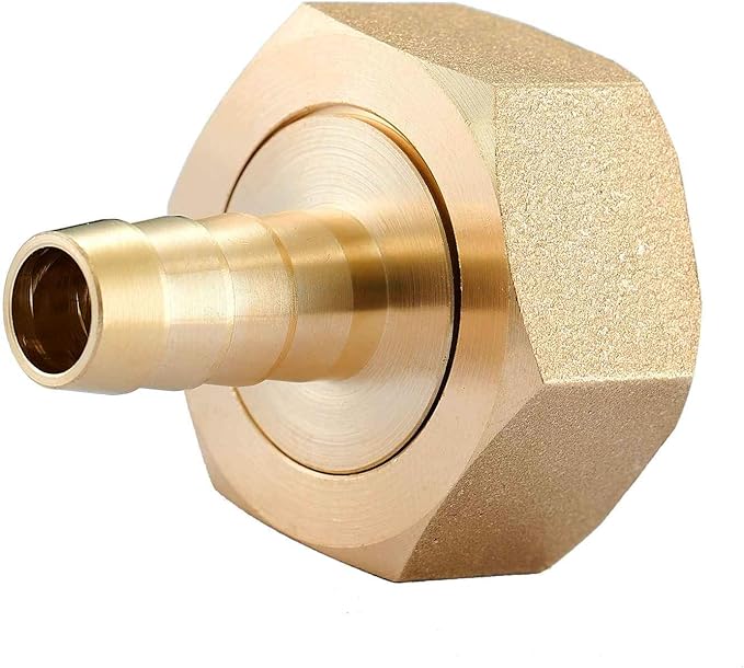 4PCS Premium Brass Water Hose Pipe Swivel Connector,1/2" Barb x 3/4 inch Female GHT Adapter,Copper Fitting with Stainless Clamp for House/Boat/Lawn/Power Wash/Irrigation