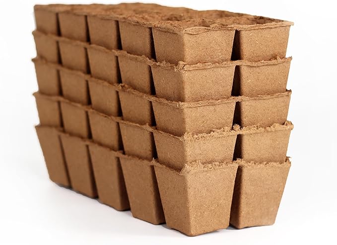 Daniel's Plants 2" Naked Pots | Natural Plantable Seed Starter Trays | OMRI-Listed Biodegradable Tray For Seedlings | Enhanced Drainage & Aeration | Earth Friendly - Peat Free | 100 Pack 2 Inch Square