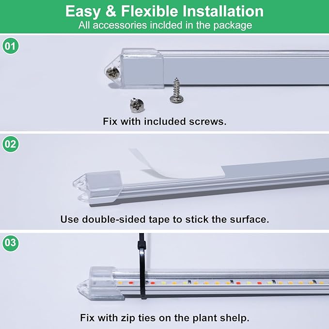 16 in Plant Grow Light Strips,120 LEDs Grow Lights for Indoor Plants Full Spectrum with 3/9/12H Timer & 10 Dimmable Levels,Sunlight Plant Growing lamp for Hydroponics Succulent 4 Heads