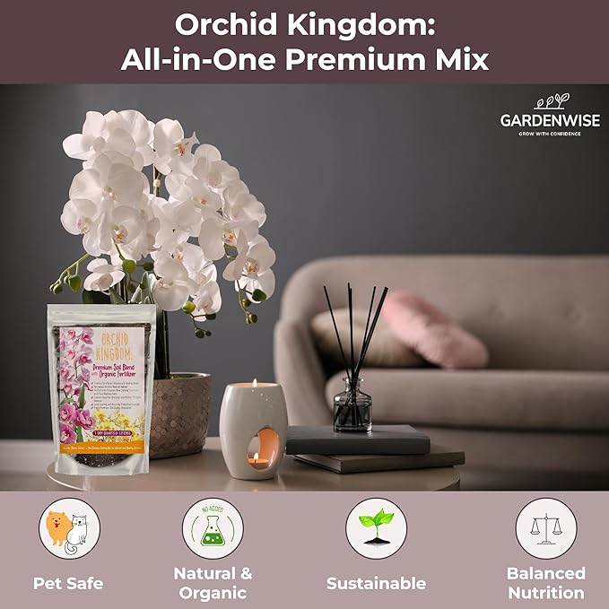 Orchid Potting Mix – Orchid Bark, Sphagnum Moss, Tree Fern & Perlite for Repotting Phalaenopsis Orchids, Indoor Plants, Orchid Soil Medium – Sustrato para Orquídeas (2 Quart)