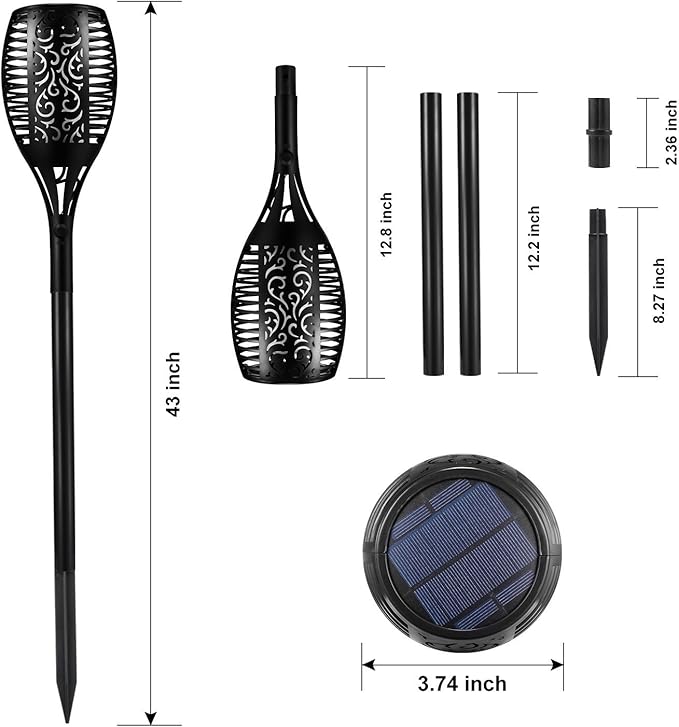 Solar Lights Outdoor 43" (Super Large Size), 99 LED Solar Tiki Torches with Flickering Flame, Waterproof Solar Powered Lights for Holiday Decorations Outside Garden Yard Pathway Decor