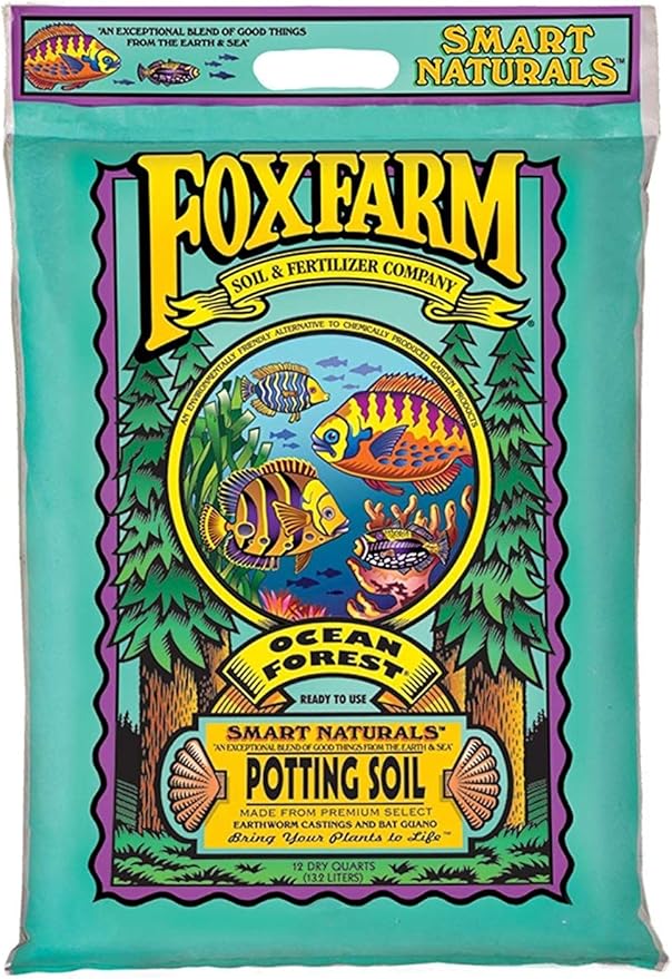 FoxFarm Ocean Forest Potting Soil, 12qt (Pack of 5) - Light, Aerated Texture, Designed for All Container Plants - pH Adjusted for Optimal Nutrient Uptake, Effectively Retains Moisture