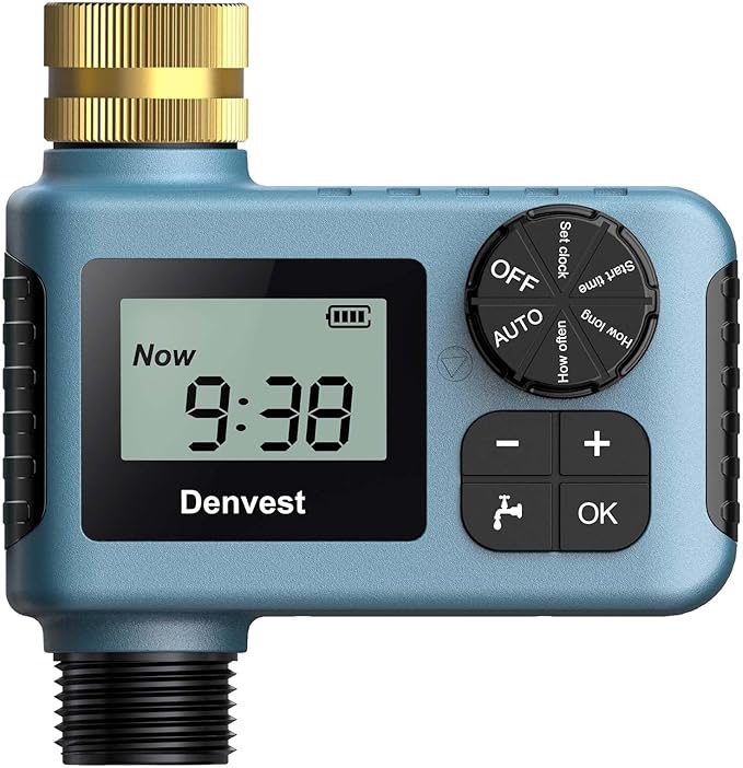 Hose Timer with Brass Inlet, Water Timer for Garden Hose Faucet, Sprinkler Timer Outdoor, Irrigation Timer with Rain Delay/Manual for Garden/Outdoor Hose, Yard, Lawns, 1 Outlet