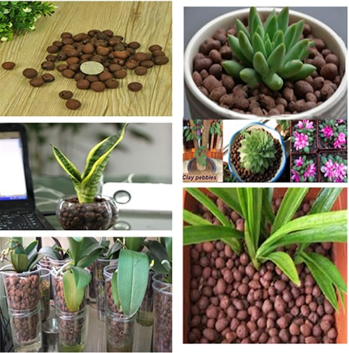 10LBS Expanded Original Clay Pebbles Hydroponics Gardening Leca Clay Grow Media for Orchids,Aquaponics, Aquarium Fish Tank Substrate,8-14mm