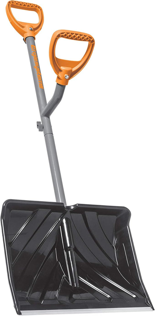 ERG-SNSH18 Steel Shaft Impact Resistant Snow Shovel, 18-Inch Shovel, 48-Inch Shaft, Push/Scoop Combination Blade, Polycarbonate Shovel